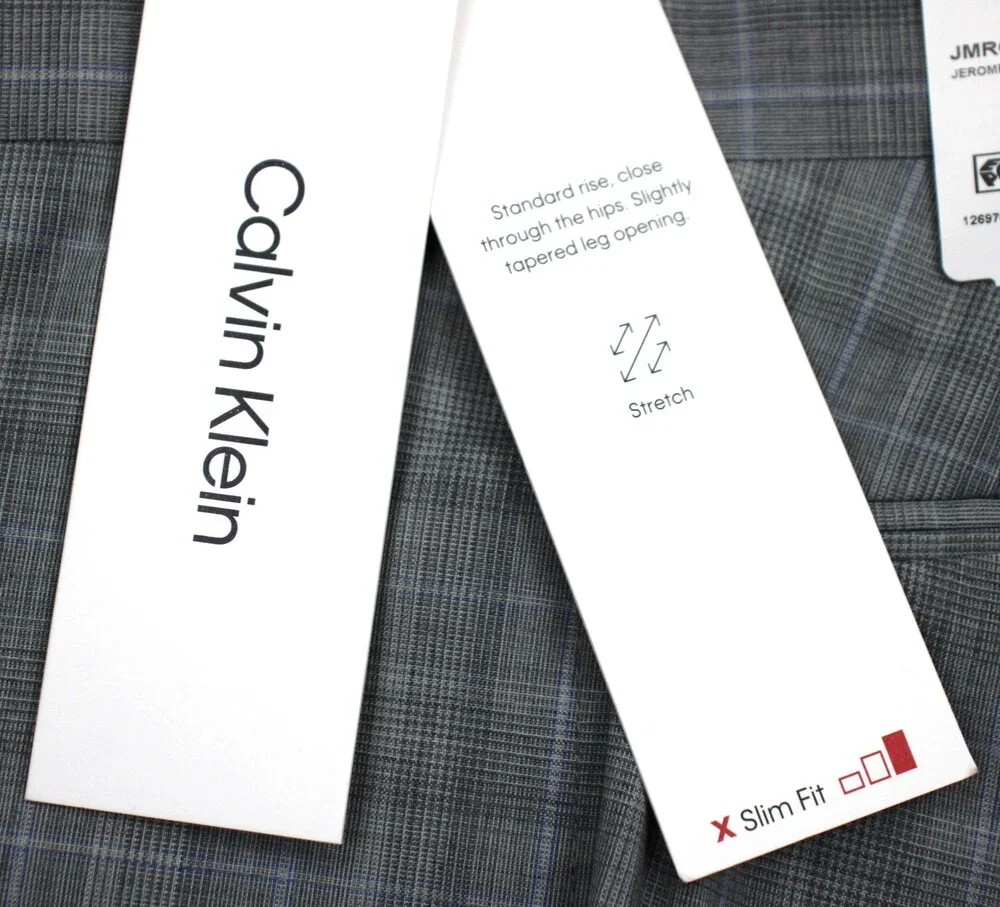 Calvin Klein Dress Pants Mens 36x34 Gray X Slim Fit Wool Stretch Jerome NWT